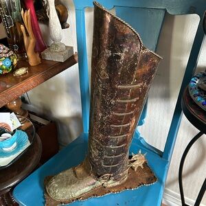 Vintage Large METAL COWBOY BOOT Umbrella  Cane Stand